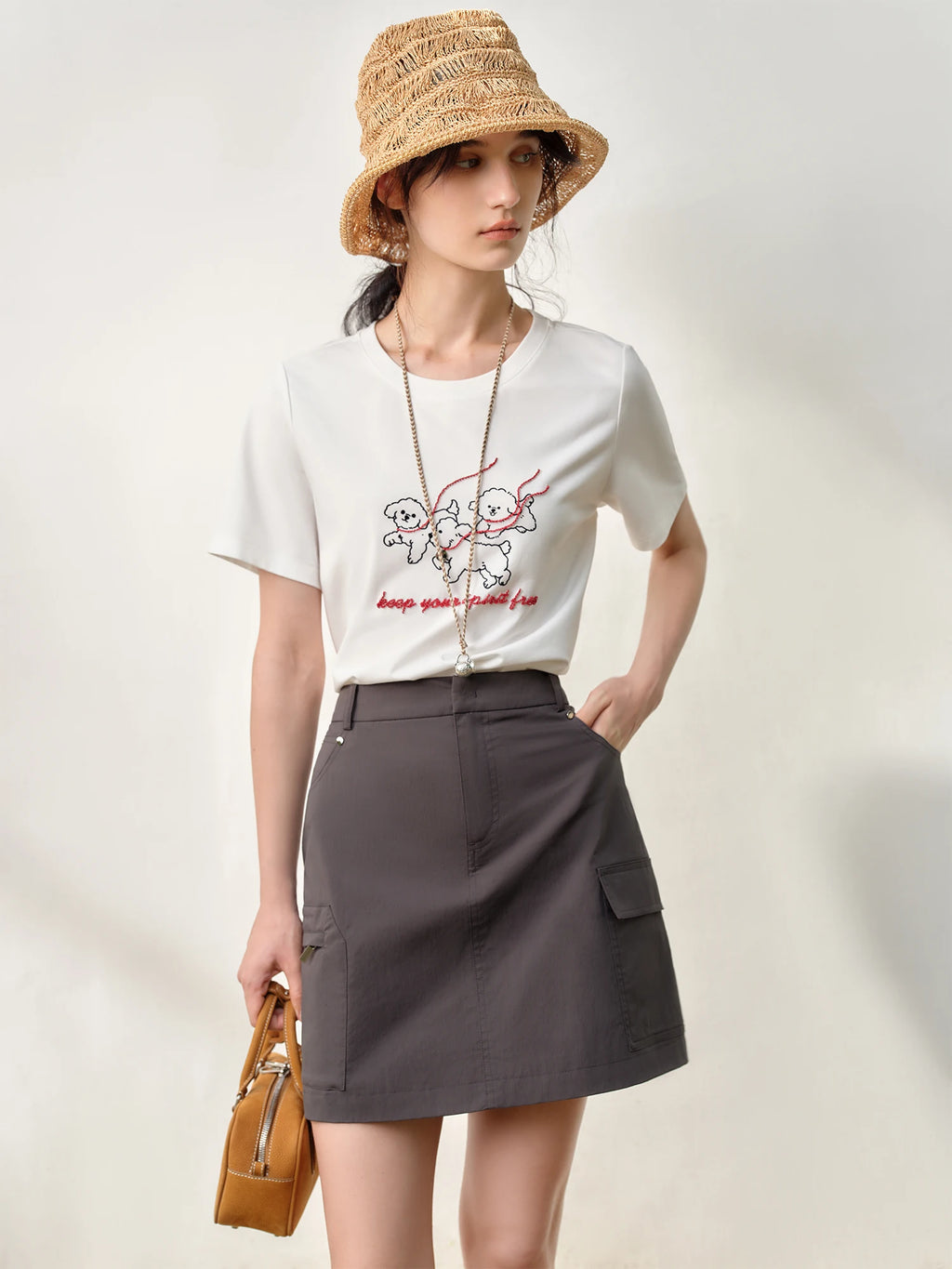 DUSHU Sweet Cool Workwear Short Skirt Women 2025 Summer New Fashion Commuting Functional Style A-line Skirt 25DS82765