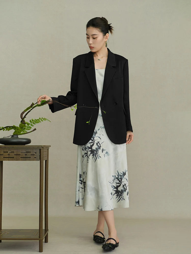 DUSHU Commuter Black Label Series Acetate Suit Jacket for Women Autumn New Style Advanced Design Solid Color Blazers Suit Female