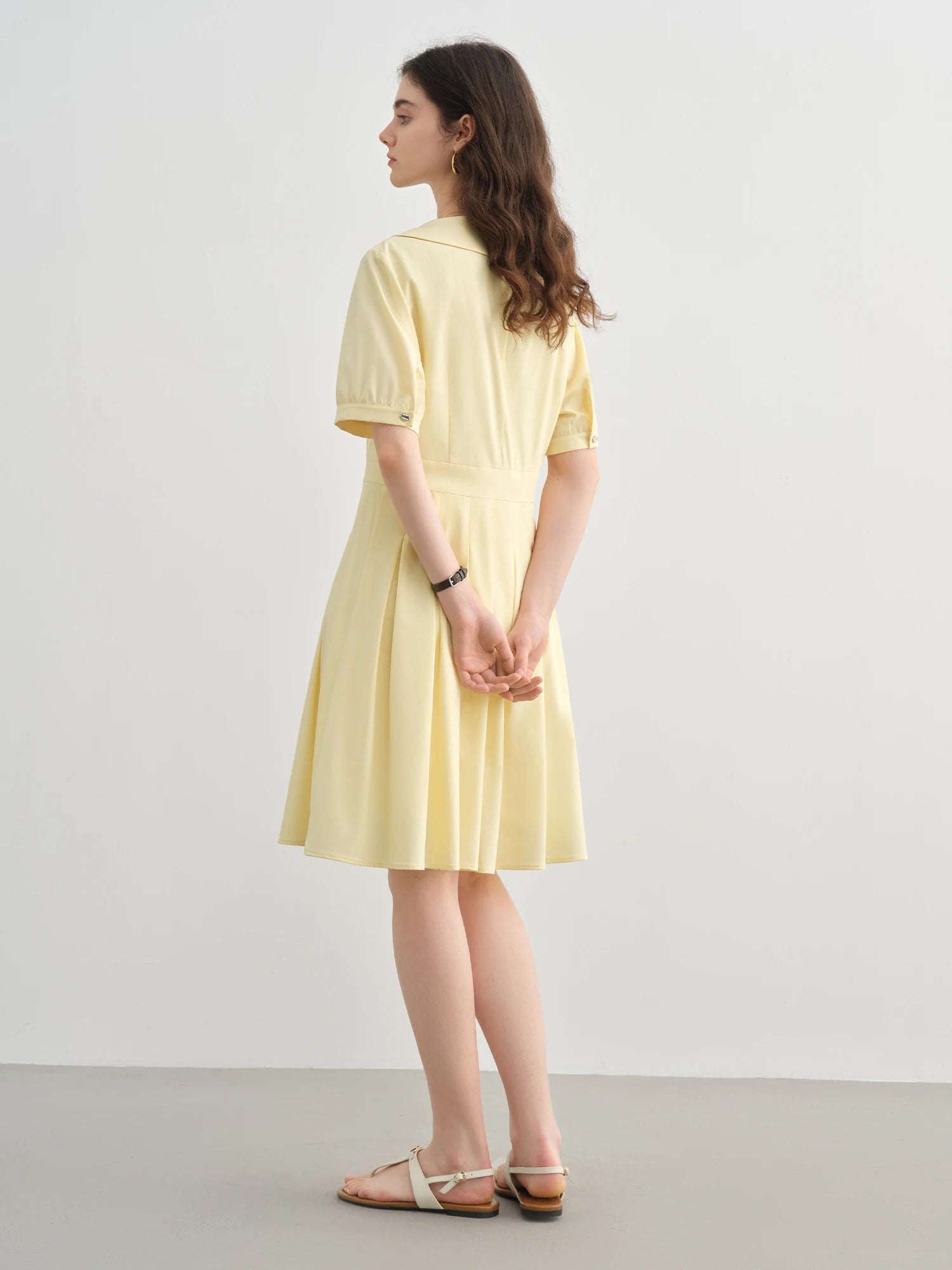 DUSHU Plus Size Women's Slim Dress Summer Sweet Age-reducing Waist Short Sleeve V-neck High Waist Pleated 25DS82288