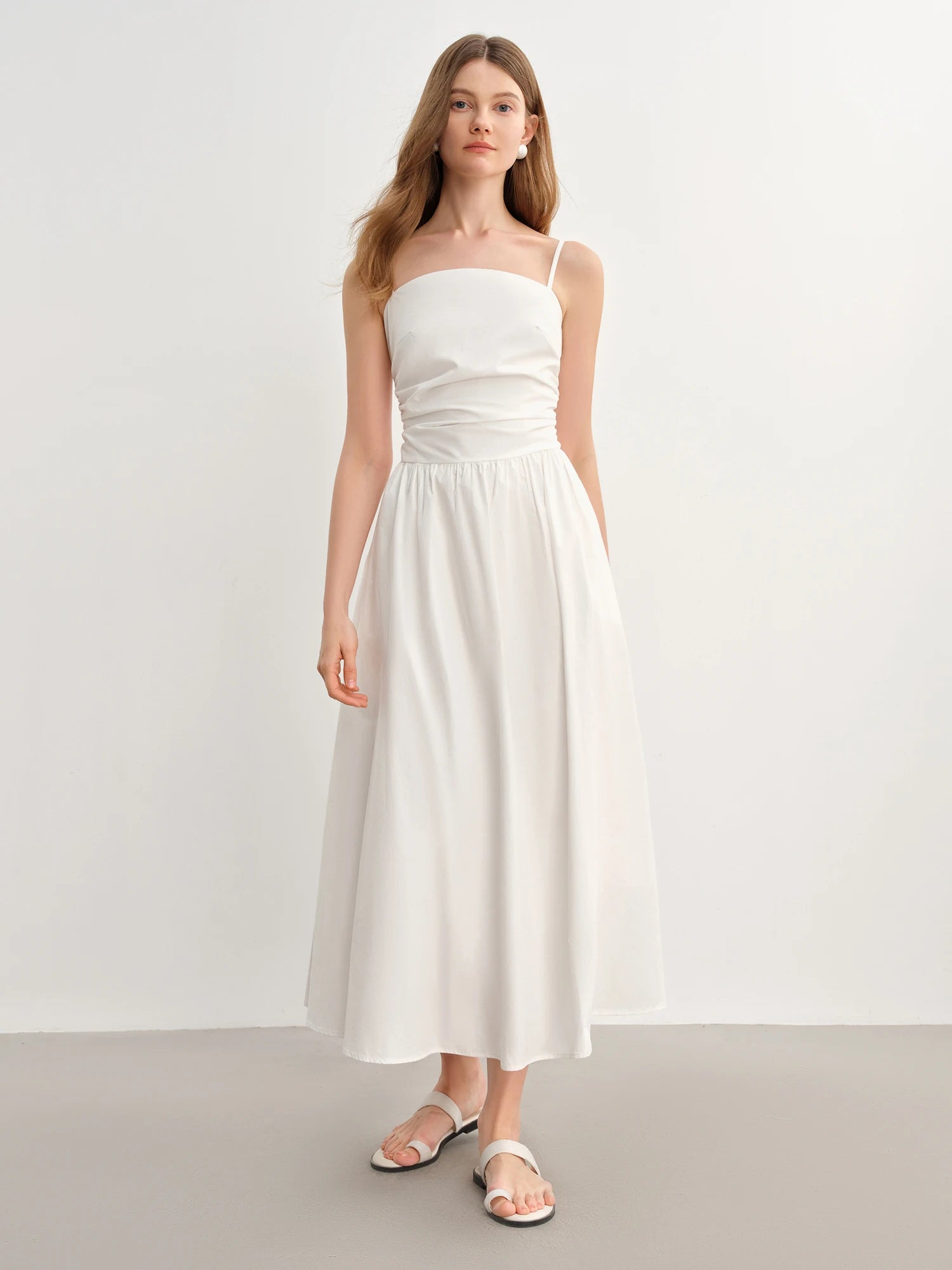 DUSHU Plus Size Women French Vintage Chic Dress 2025 Summer New Arrival Waist Flattering Strapless Dress 25DS82855+25DS82826