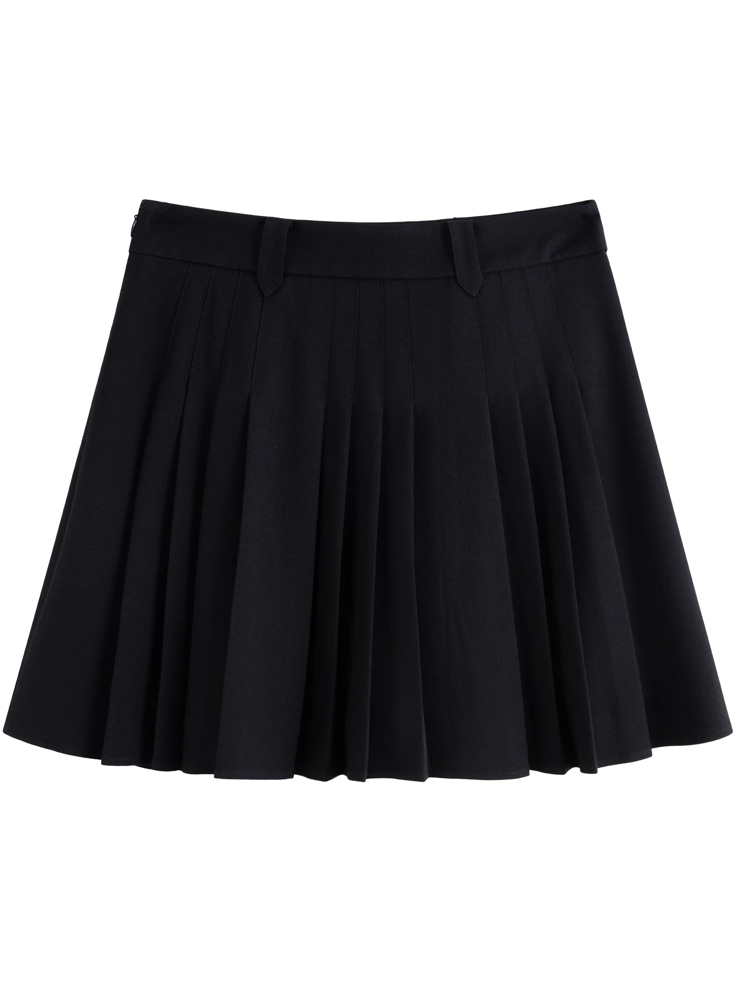 DUSHU Black High Waist All-match Skirt For Women 2025 Spring New Design Pleated A-line Short Skirt Gray Bottom Outfit 25DS81035