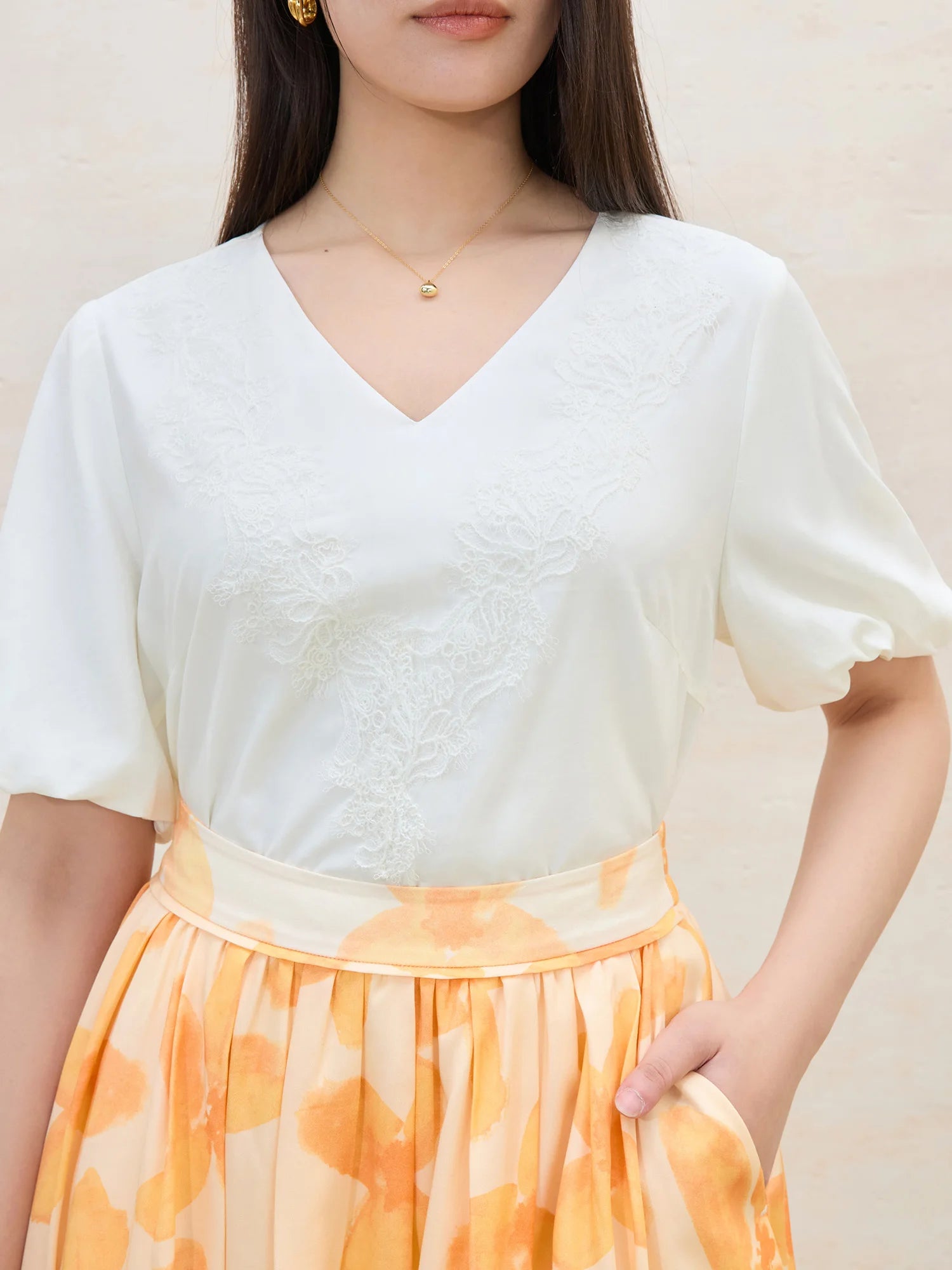 DUSHU Simple Style Lyocell Loose Flower Sleeve Short-sleeved Top 2025 Summer New Versatile Casual Shirt Blouse Women 25DS82055