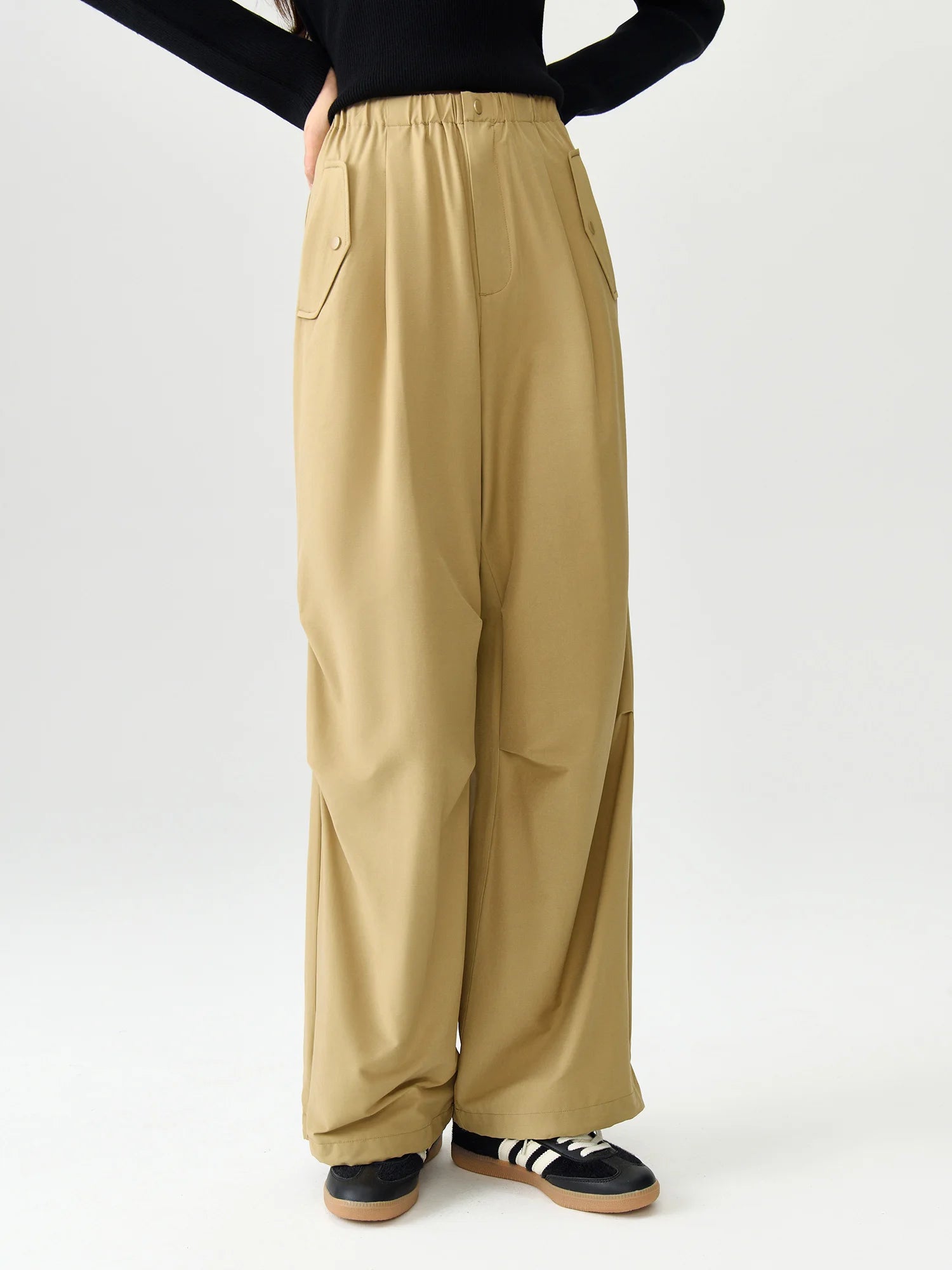 DUSHU Women's All-match Cargo Casual Chic Trousers 2024 Autumn New High Waist Loose Comfortable Trousers For Female 24DS83073