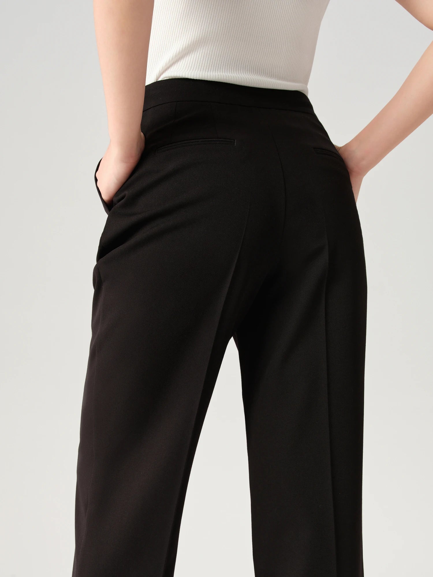 DUSHU Commuting All-match Casual Pants For Women 2024 Autumn New Design Black Trousers For All Body Type