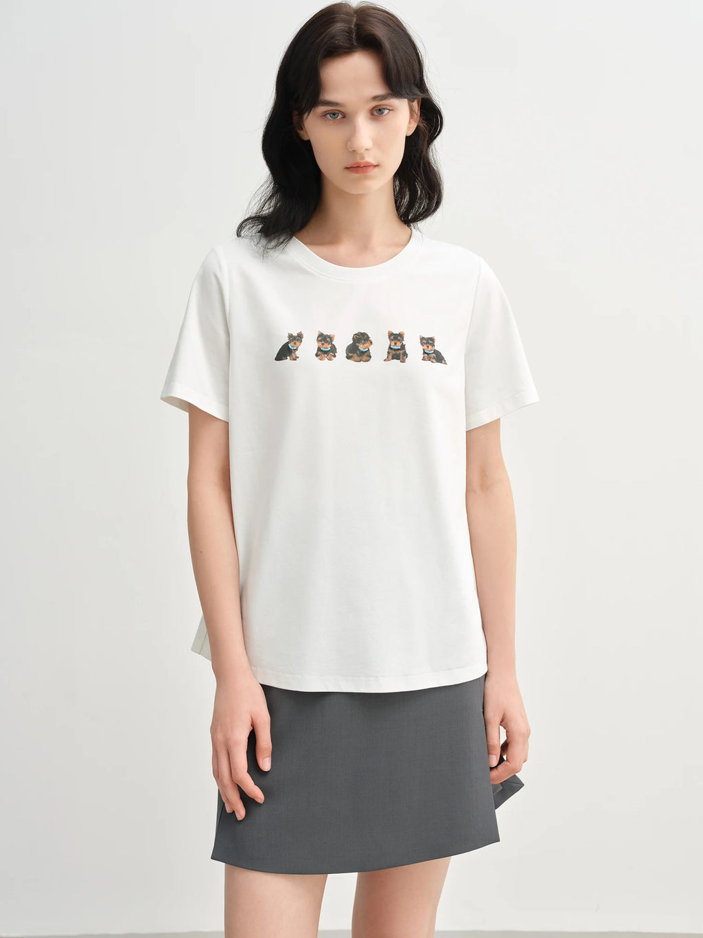 DUSHU 2025 Summer Women's Canine-Inspired Cooling Tee - Playful Pet Print & Office-Ready Breathable Short Sleeve T-Shirts