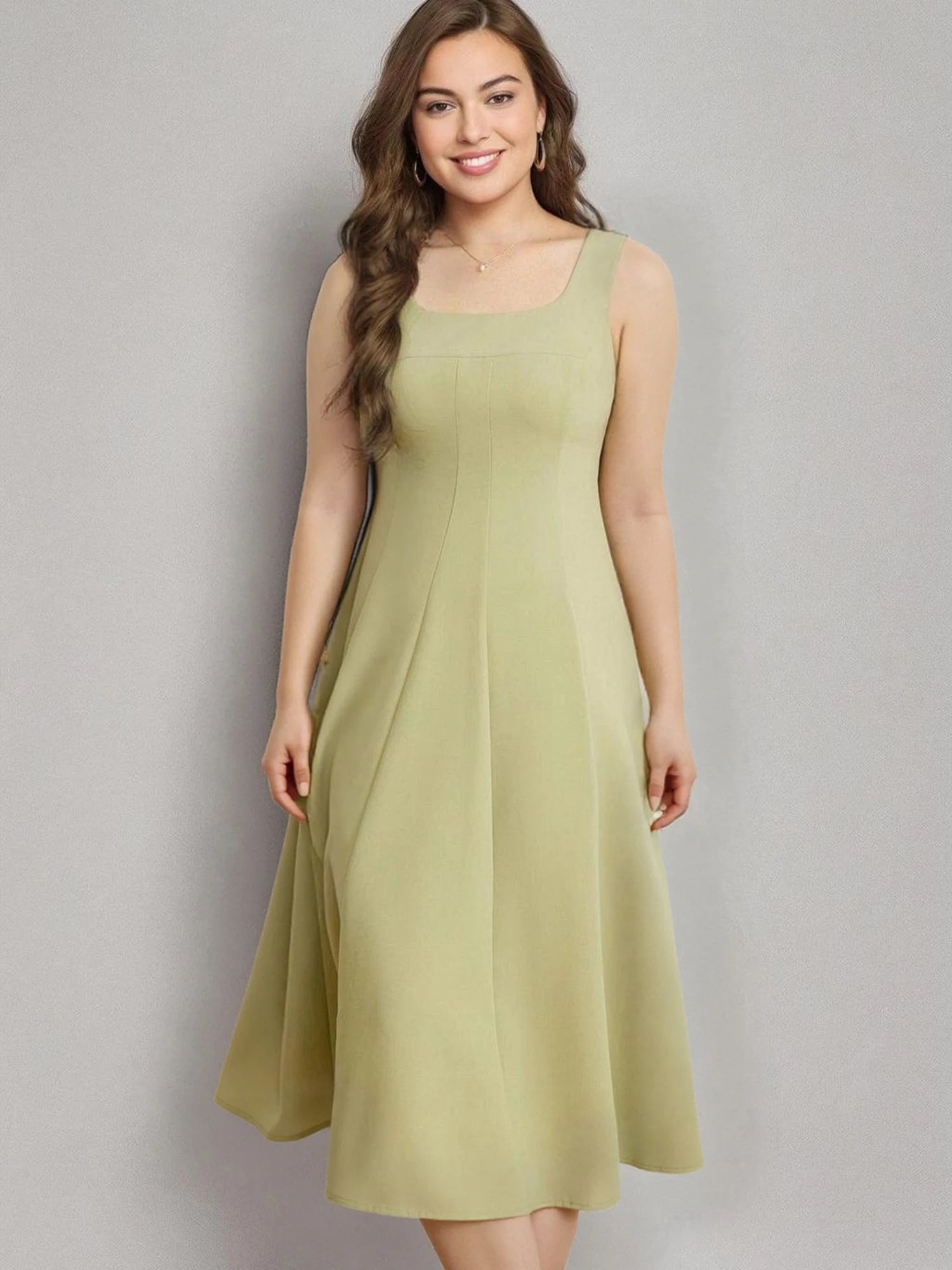 DUSHU【2 Veison】Women Spring Acetate Dress Office Lady Black Temperament X-LINE Dress Sleeveless Dress 25DS81204+25DS81206