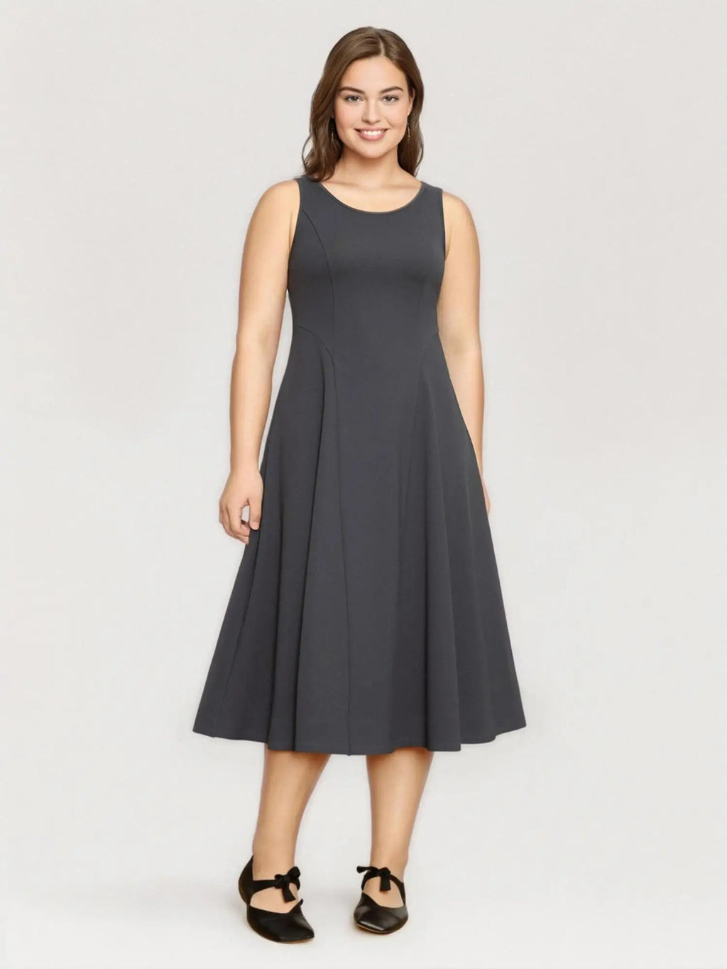 DUSHU Plus Size Women's Slimming U-neck Vest 2025 Spring Sleeveless Two Tone Inner Dress Casual Loose Women Dress 25DS81150
