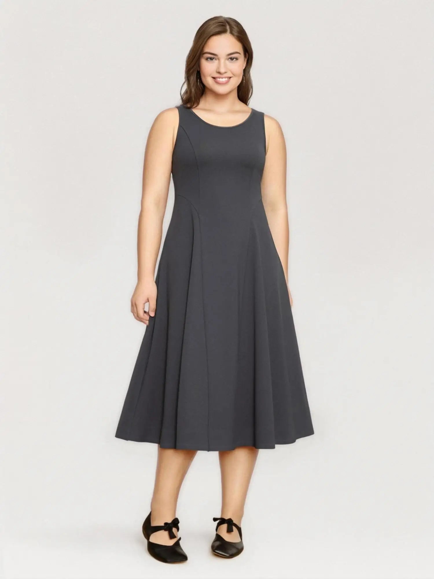 DUSHU Plus Size Women's Slimming U-neck Vest 2025 Spring Sleeveless Two Tone Inner Dress Casual Loose Women Dress 25DS81150