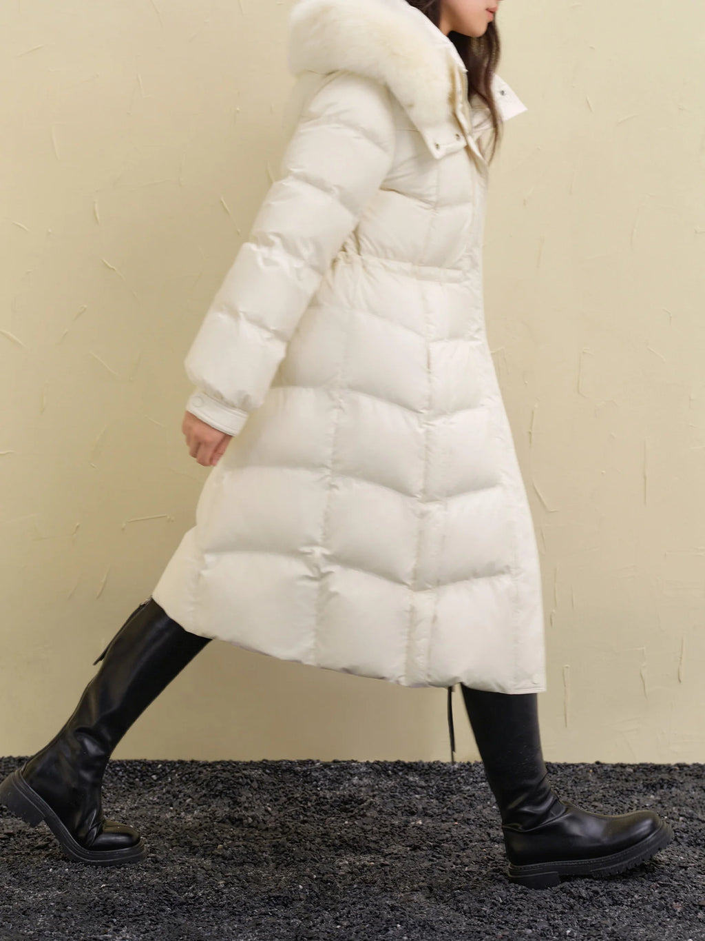 DUSHU 206.7G Filling Amount Women Down Coat Winter New Design Fox Fur Collar Thickened Mid-length Hooded Down Jacket 24DS84203