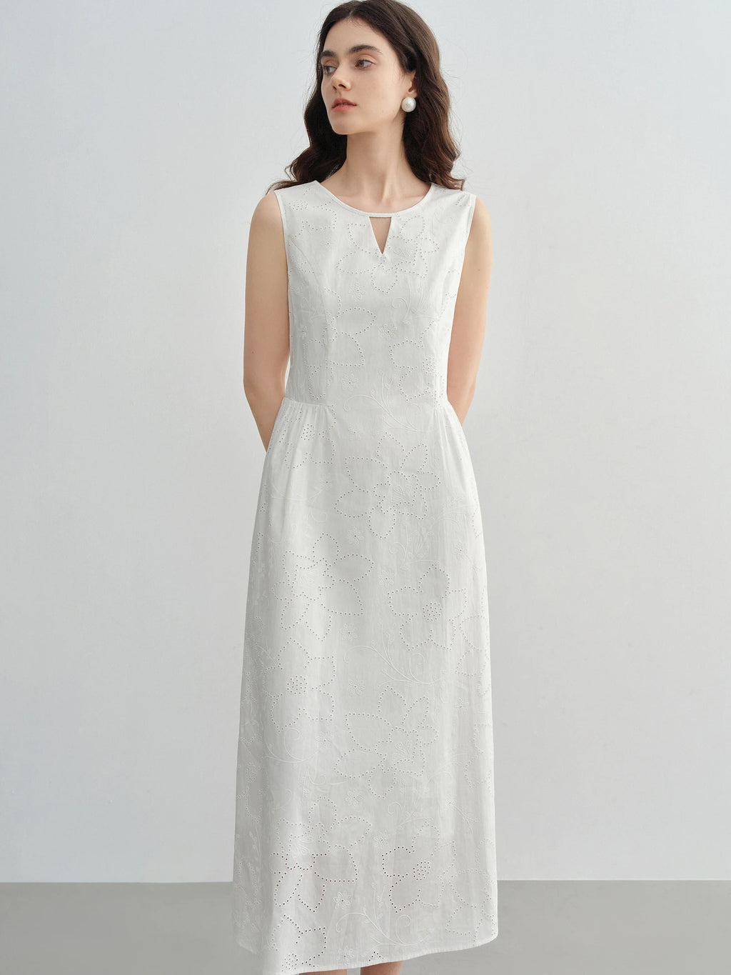 DUSHU French Hepburn Style Retro Casual Women Dress 2025 Summer New White HIgh Waist Slim Strappy Dress 25DS82612+25DS82565