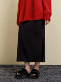 DUSHU 9.5% Wool Plus Size Straight Knitted Skirt For Women 2024 Winter New Design Fashion All-match Skirt Office Lady 24DS84442