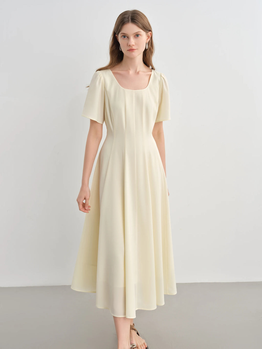 DUSHU [Line Carving Series] Fresh Three-color Gentle Temperament Dress 2025 Summer Design Dress 25DS82801