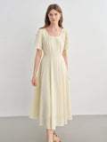 DUSHU [Line Carving Series] Fresh Three-color Gentle Temperament Dress 2025 Summer Design Dress 25DS82801