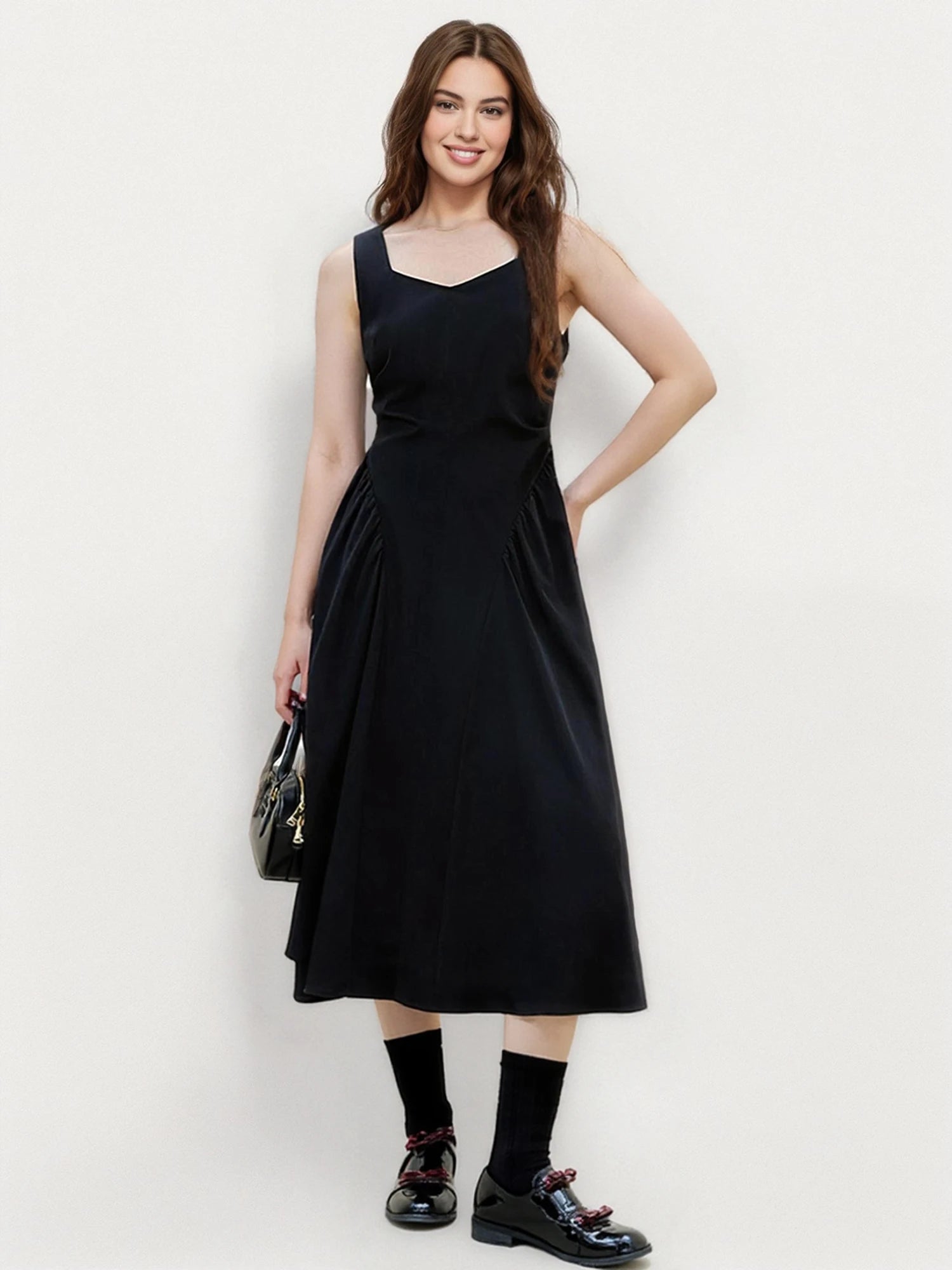 DUSHU Plus Size French Floral Wrap Dress 2025 Summer Slimming Midi Layering Dress Elegant Lace Trim Office Casual Chic Dress