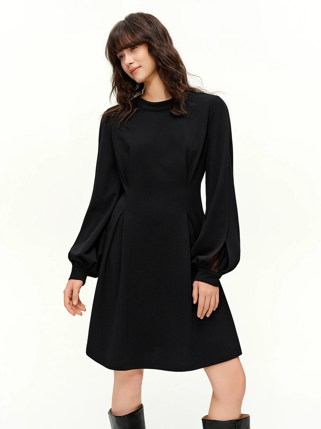 DUSHU 2026 Spring Women's French Waist Dress, Black Bodycon Mini Dress A-line Midi Dress Office Chic Retro Minimalist Style