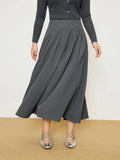 DUSHU Women's Pleated High Waist Skirt 2025 Spring New Design College Style Fashion All-match A-line Umbrella Skirt 25DS81053