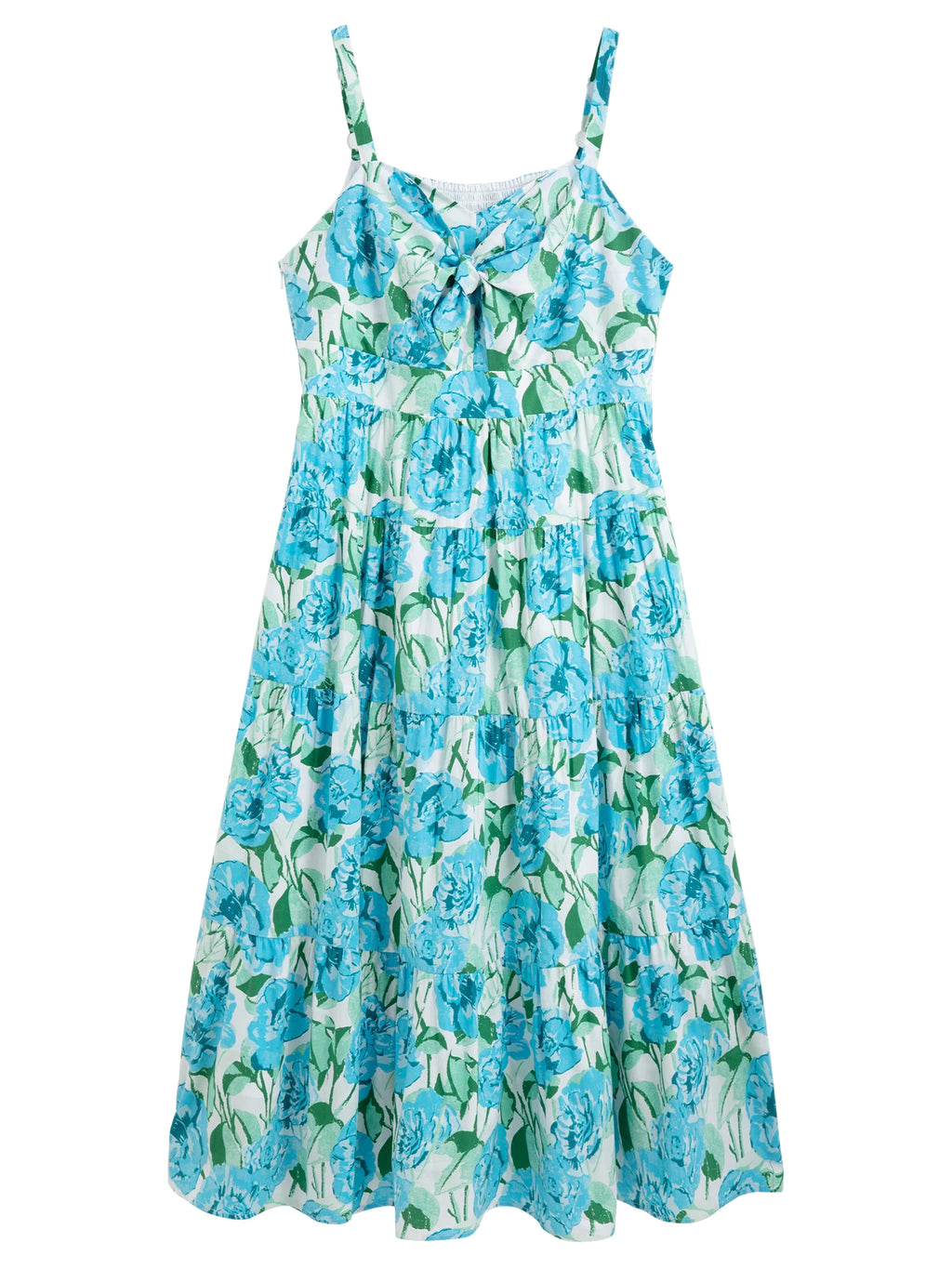 DUSHU Plus Size Women's 【Holiday Blue Rose】 French Holiday-Style A-Line Dress for 2025 Summer 25DS82217