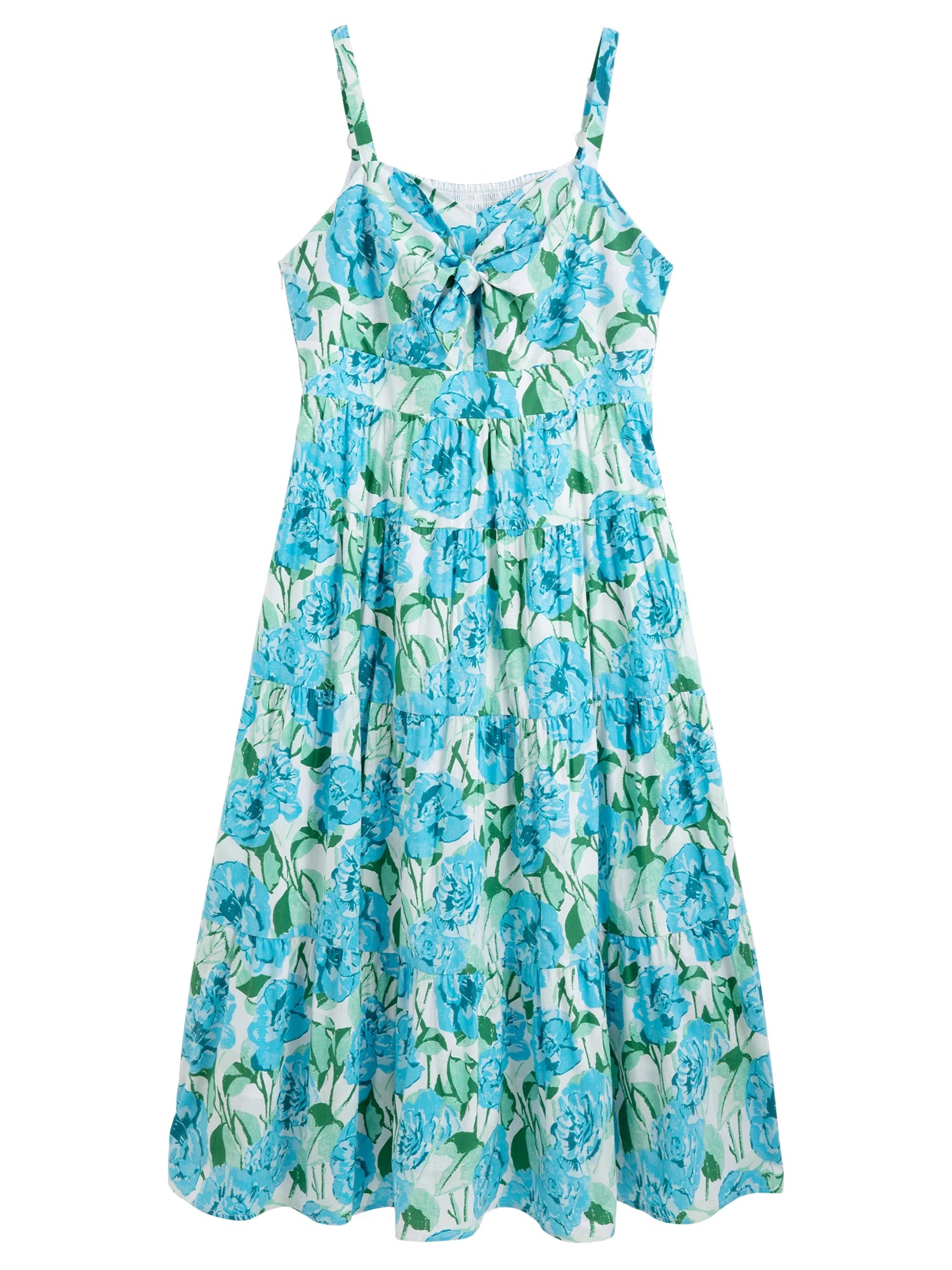 DUSHU Plus Size Women's 【Holiday Blue Rose】 French Holiday-Style A-Line Dress for 2025 Summer 25DS82217