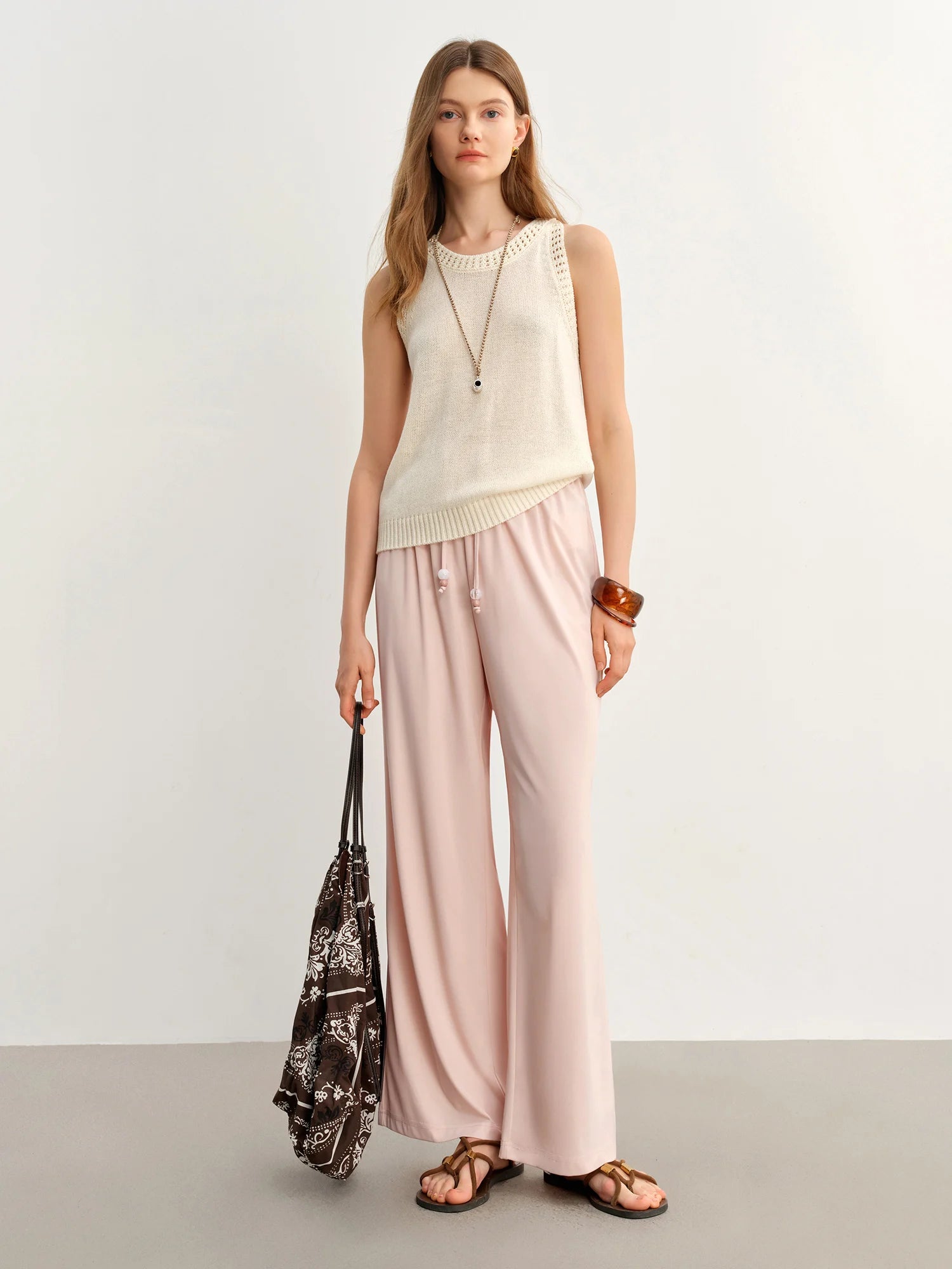 DUSHU Fashion Casual Pants Summer 2025 New Elastic Waist Multi-color H Version Slim Straight Pants 25DS82611
