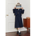 DUSHU College Style Short Blazer Coat Fashion Two Piece Suit for Women Literary Retro Spring New High Waist Half Pleated Skirt
