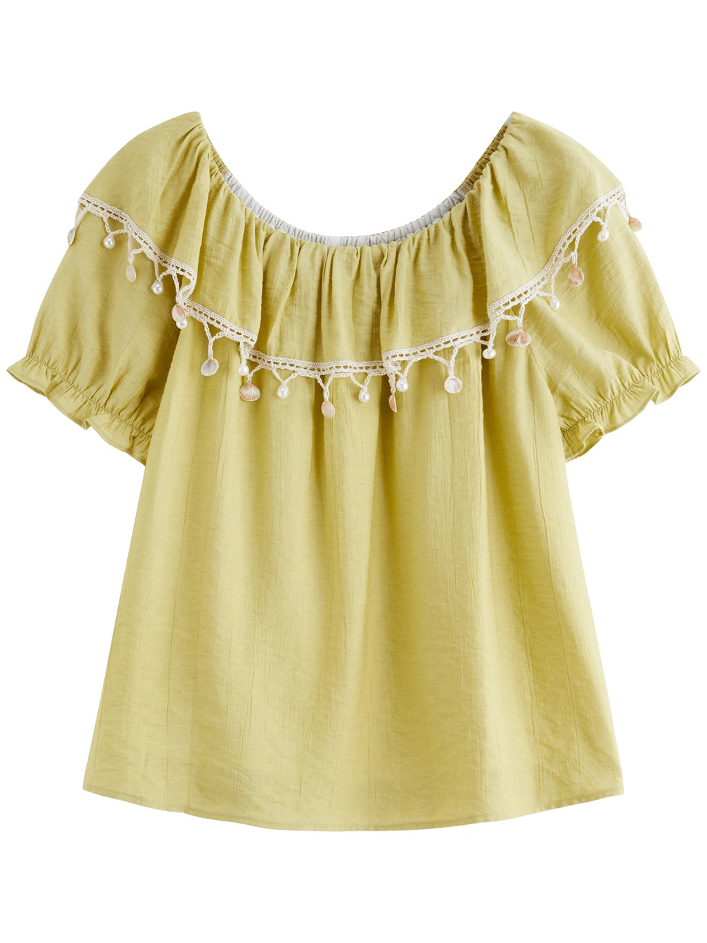 DUSHU Sweet Vacation Two-wear Blouse 2025 Summer New Sweet Romantic Two-wear Blouse 25DS82741