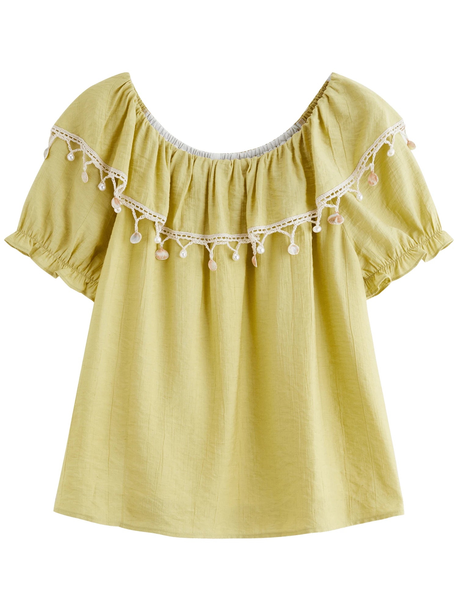 DUSHU Sweet Vacation Two-wear Blouse 2025 Summer New Sweet Romantic Two-wear Blouse 25DS82741