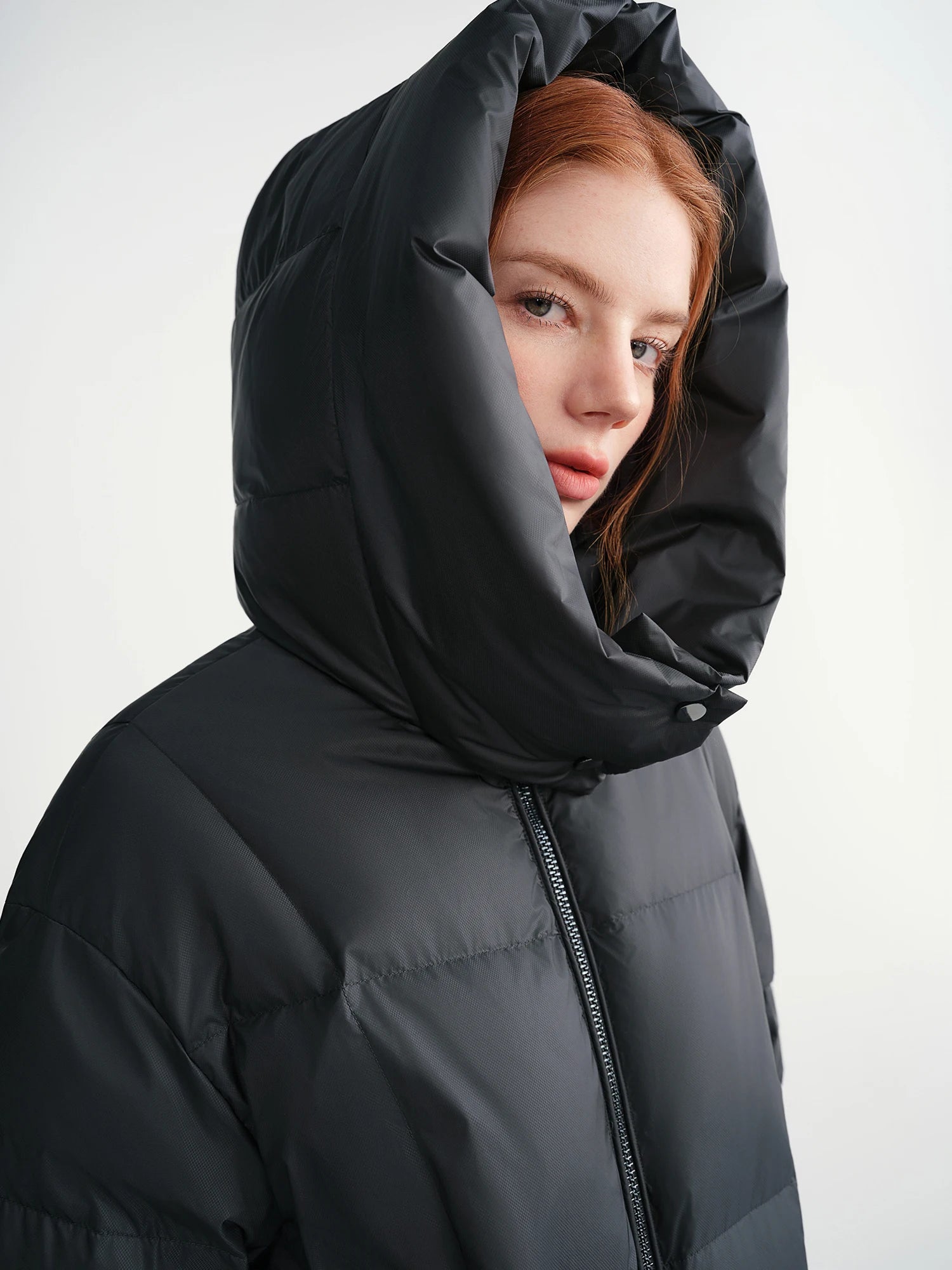 DUSHU Plus-Size Women's Quilted Long Down Jacket with Standing Collar and Hood Winter 2025 by Warmth Field White Duck Down Coats
