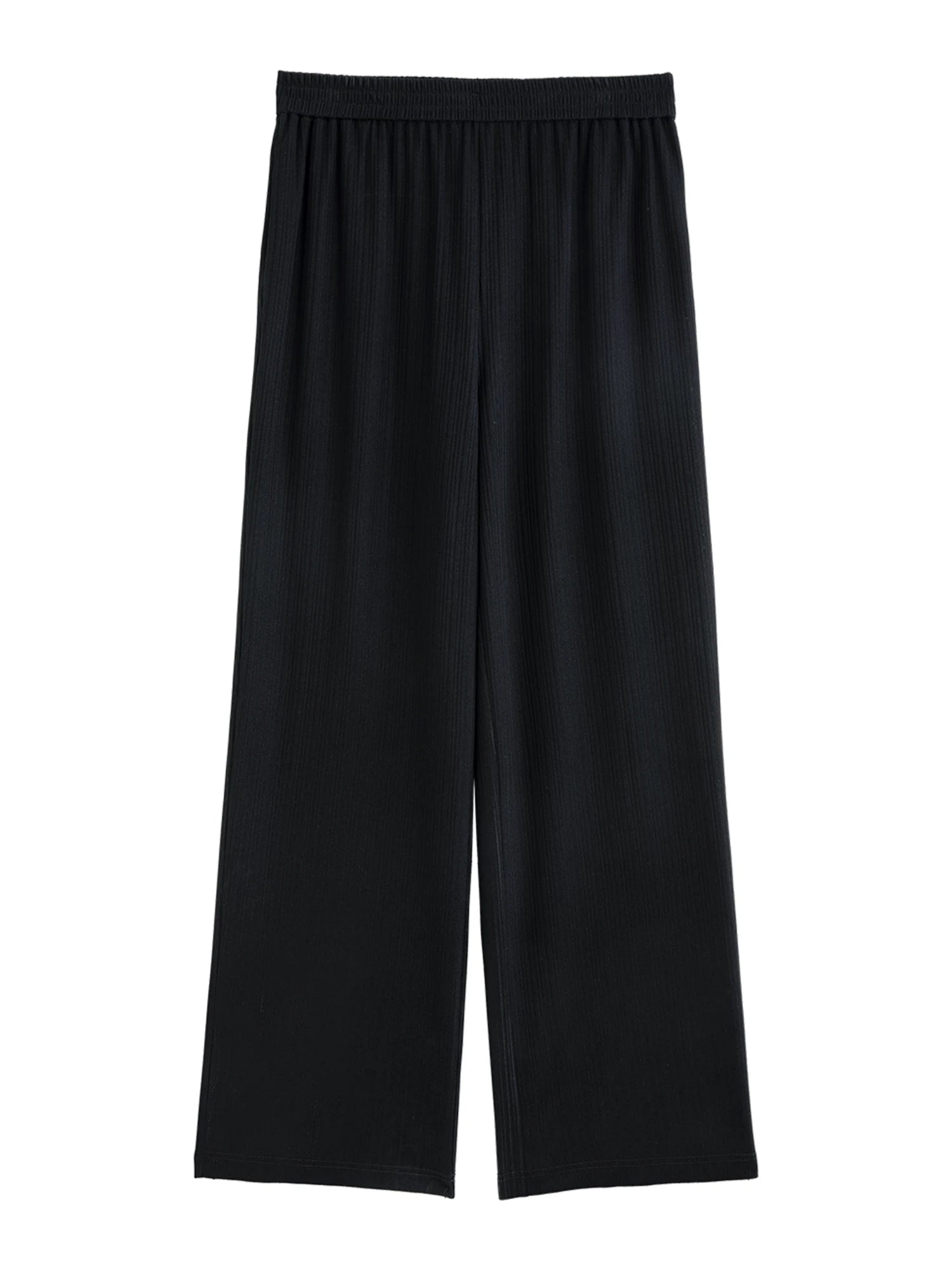 DUSHU Minimalist Style Black Stretch Women Wide-leg Pants 2025 Summer New Arrival Versatile Casual Chic Trousers 25DS82237