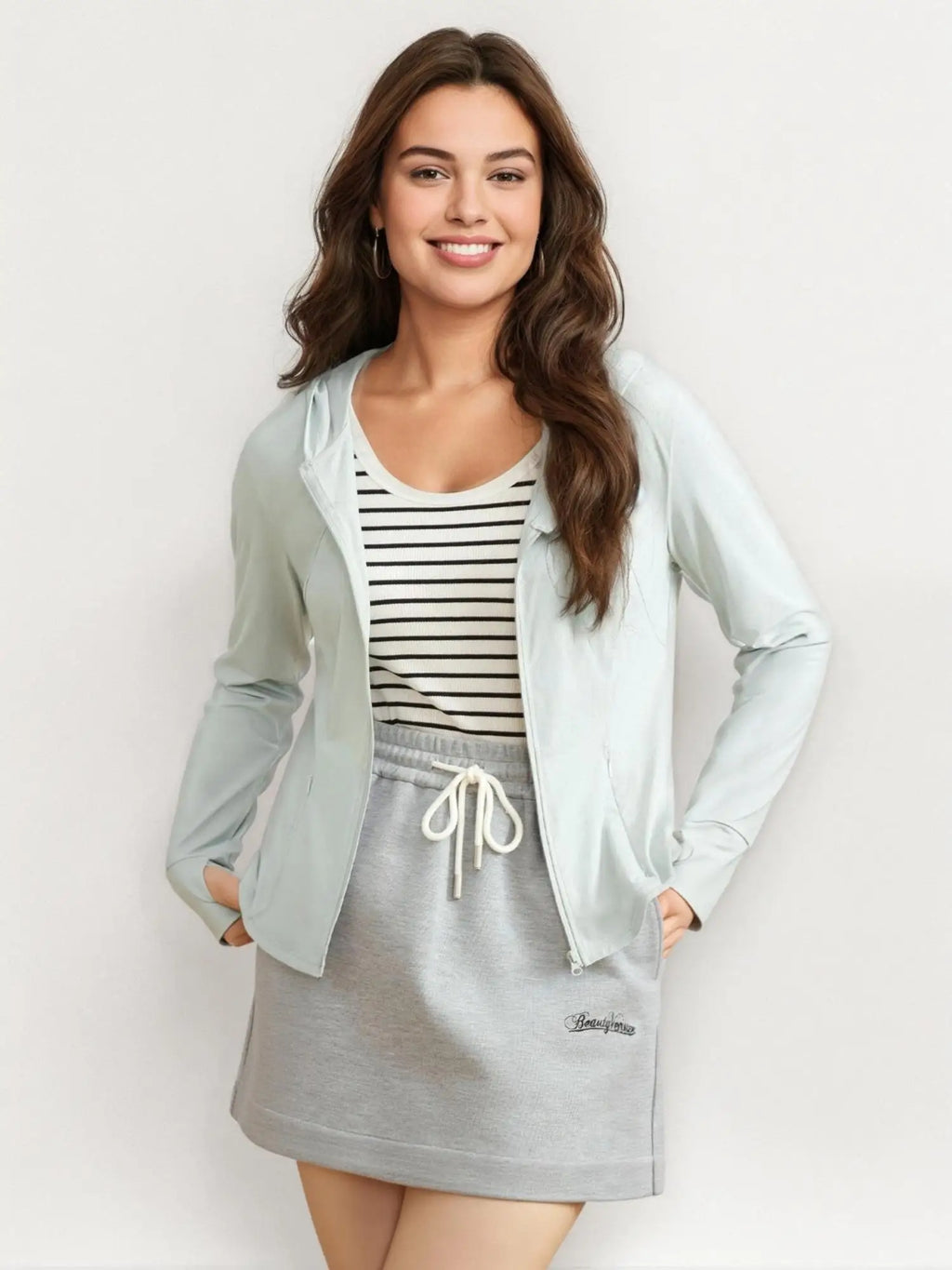 DUSHU Office Lady Women's UPF50+ Sun Protection Clothing Spring Summer New Original Yarn Shoulder Jackets 25DS81315+25DS81311