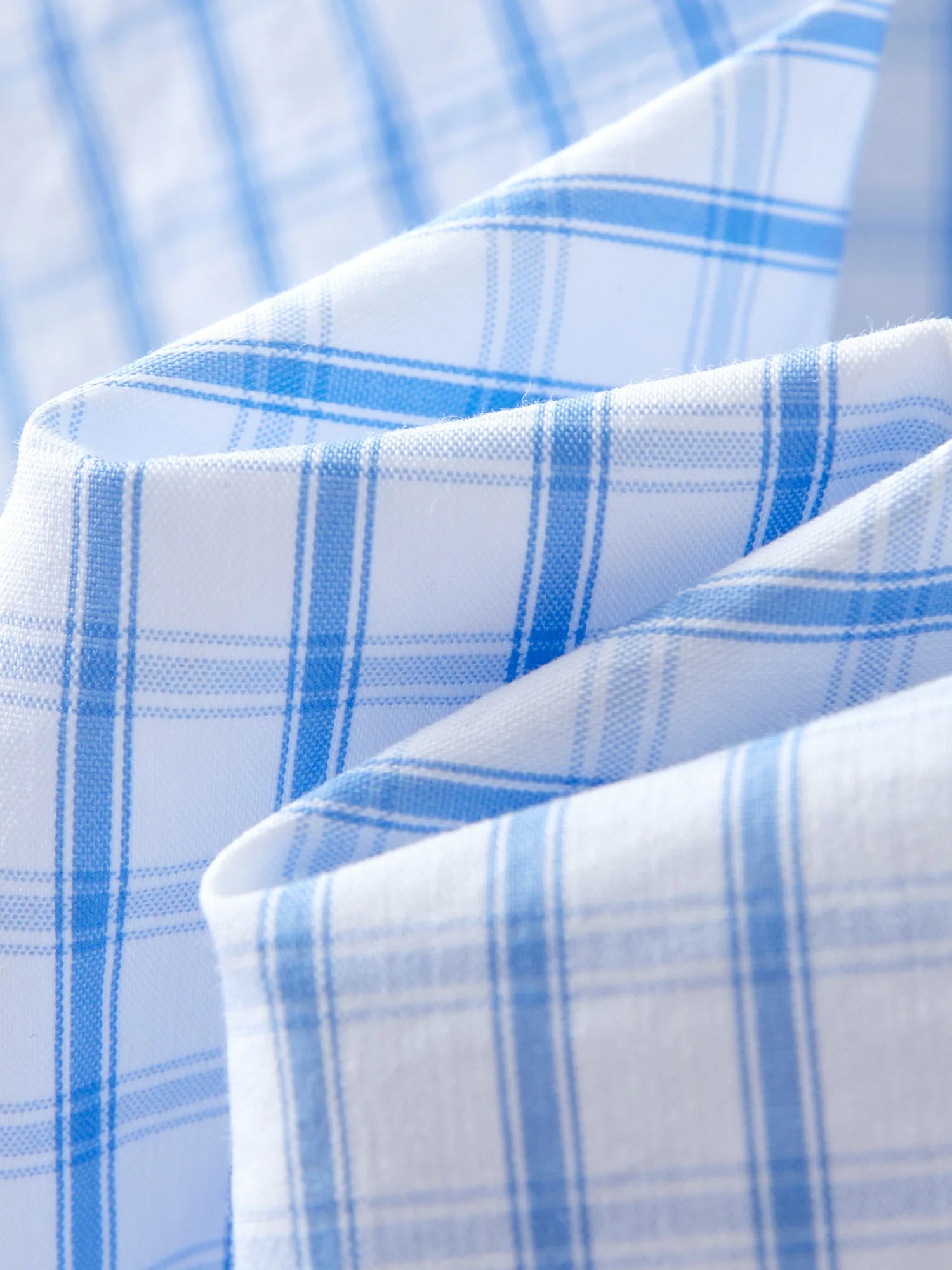 DUSHU Ruffled Decorative Plaid Shirt Dress For Women 2025 Summer New Arrival Commuter Temperament Blue Dress 25DS82381