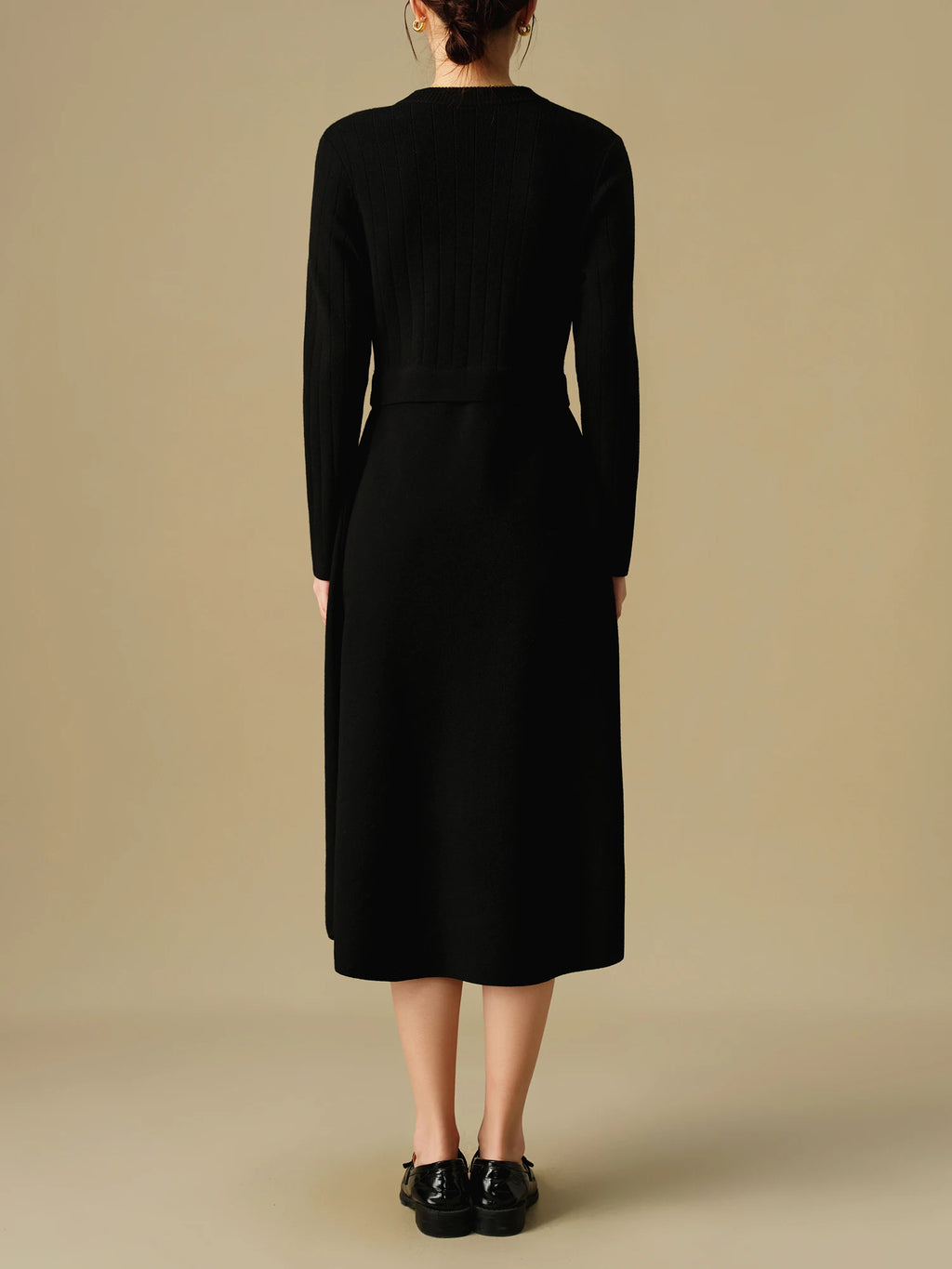 DUSHU Women's Fake Two-piece Knitted Long Dress 2024 Winter New Product Commuting Medium Long Dress for Women 24DS84154