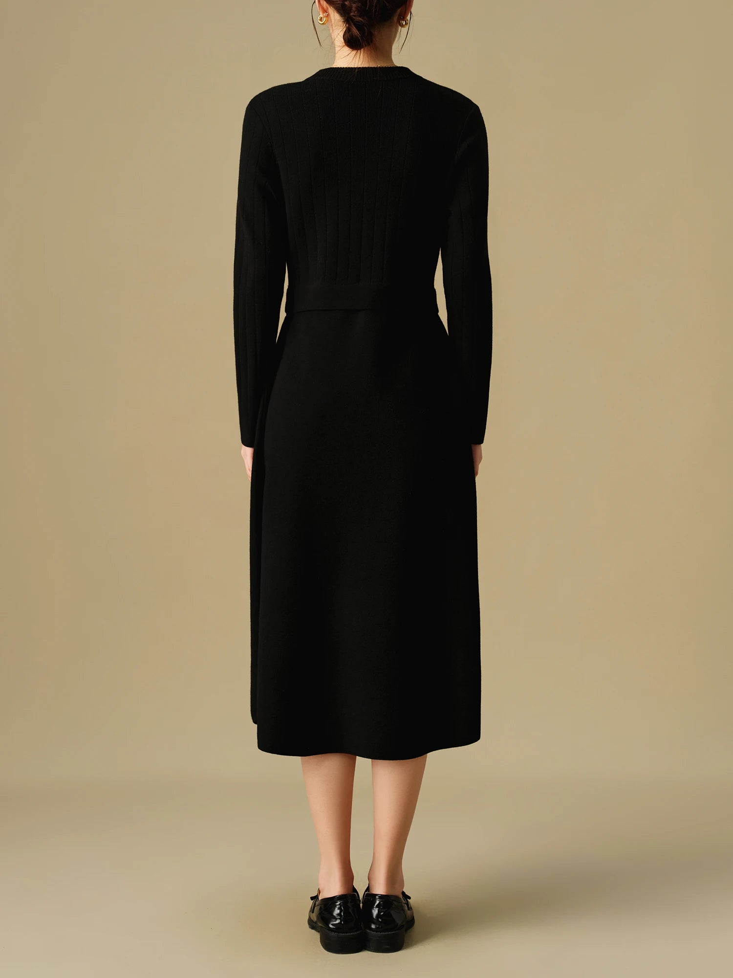 DUSHU Women's Fake Two-piece Knitted Long Dress 2024 Winter New Product Commuting Medium Long Dress for Women 24DS84154