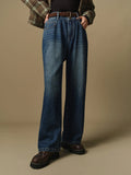 DUSHU Plus Size Women's High Waisted Straight Leg Jeans 2024 Winter Outfit New Classic Slimming Denim Pants 24DS84212