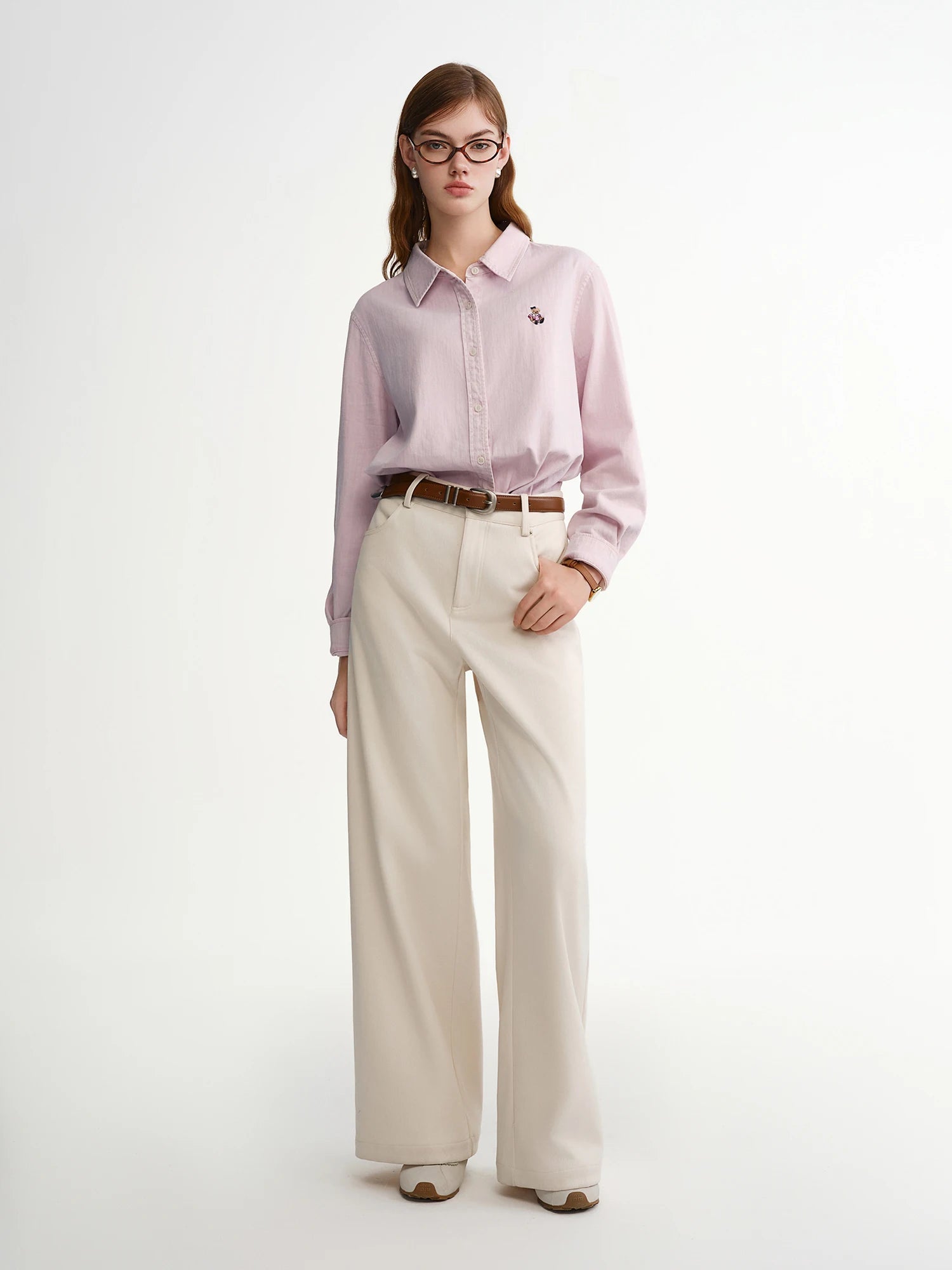 DUSHU Chenille Velvet Wide-leg Casual Pants 2025 Winter Loose Straight Pants Simple Commuting All-match Leisure Warm Soft