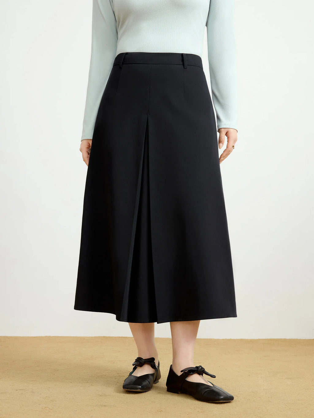 DUSHU Plus Size Women's Minimalist Pleated Skirt 2025 Spring Summer Versatile Casual Elegant High Waist Slim Skirt 25DS81199