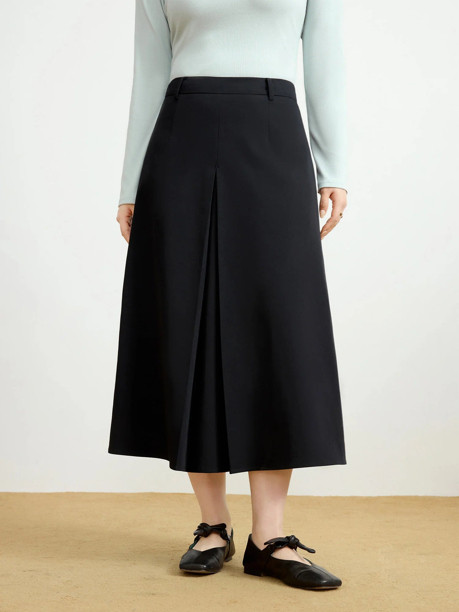 DUSHU Plus Size Women's Minimalist Pleated Skirt 2025 Spring Summer Versatile Casual Elegant High Waist Slim Skirt 25DS81199