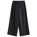 DUSHU Women's Lazy Style Straight Wide-leg Pants 2025 Summer New Striped Versatile High Waist Casual Pants 25DS82754
