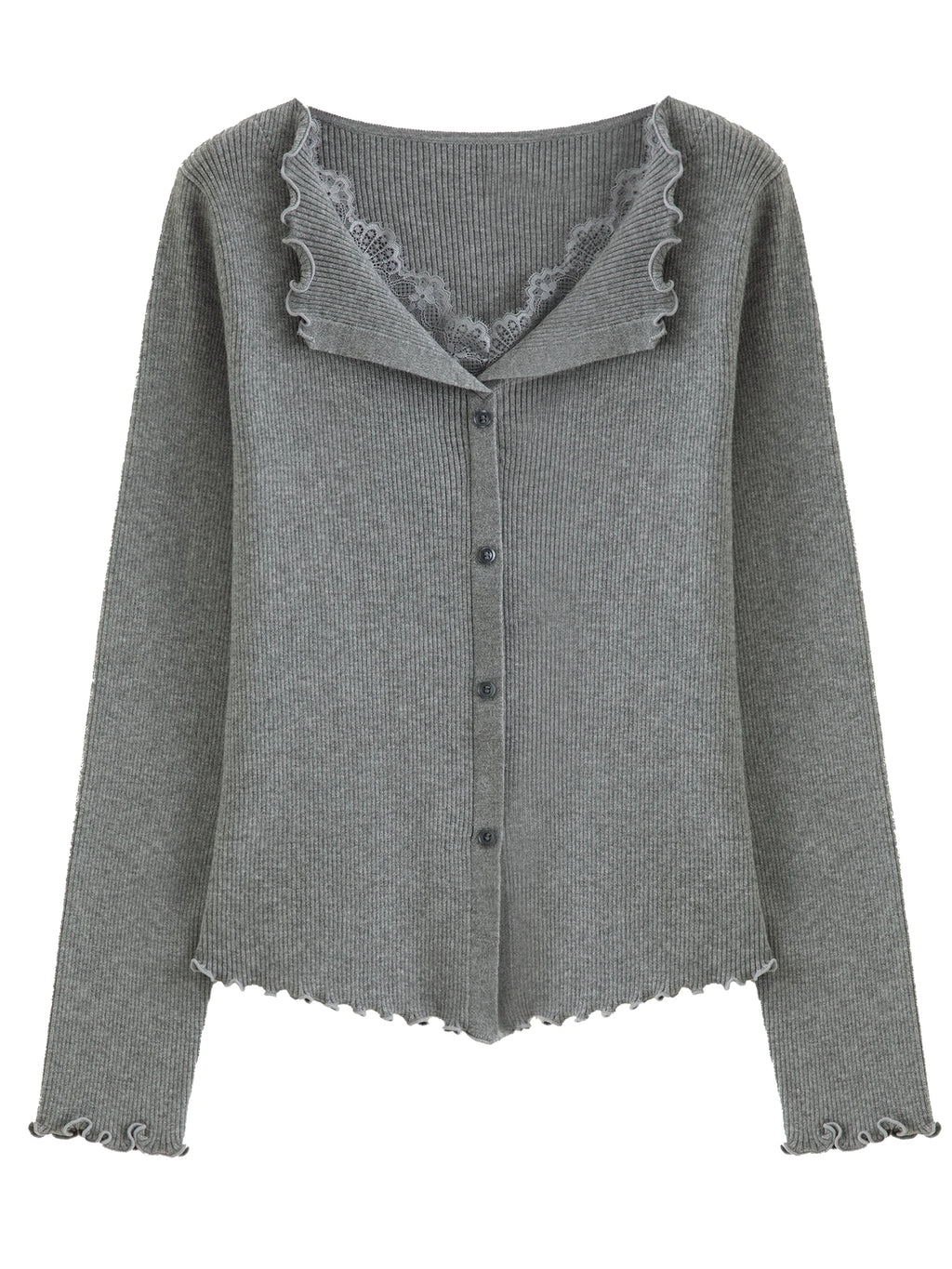 DUSHU【Lovely Christmas】2025 Plus Size Lace Trim Stand Collar Ribbed Knit Sweater Slimming Baselayer Turtleneck Elegant Blouse