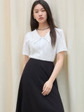 DUSHU Plus Size Double-layer Doll Collar Hollow Embroidery Blouse For Female 2025 Summer New Commuter Fashion Shirt 25DS82220