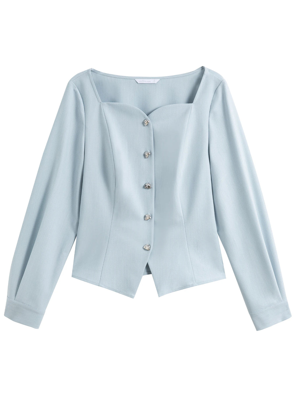 DUSHU Office Lady Women's French Square Collar Simple Retro Blouse 2025 Spring New Style Casual Loose Shirts 25DS81297