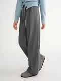 DUSHU Plus Size 2025 Women's Curved Scimitar Pants High Waist Drawstring Wide Leg Trousers Flared Casual Comfort Fall Fashion
