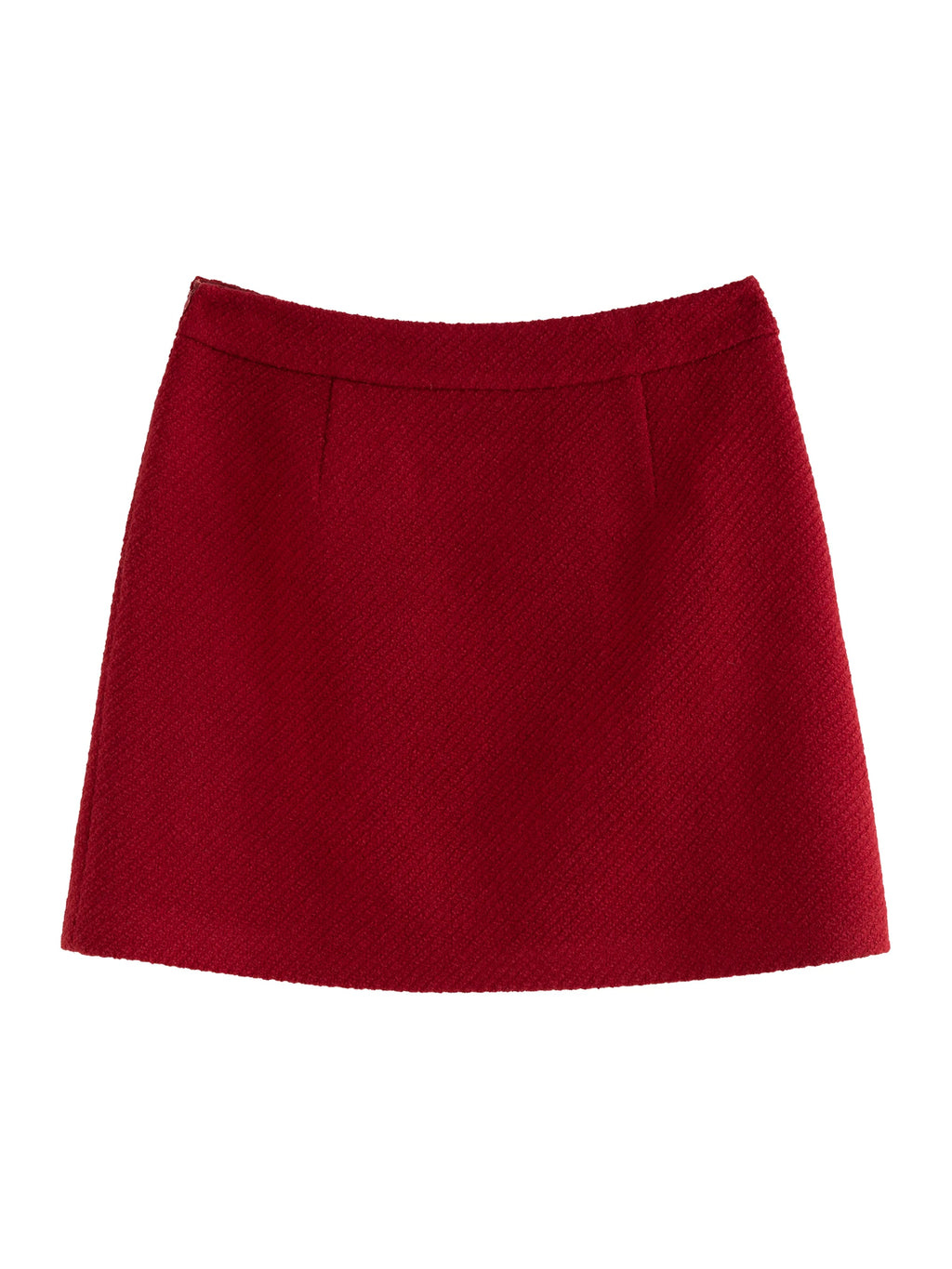 DUSHU 25.7% Wool Red Detachable Collar Elegant Style Suit 2024 Winter New Design Style Christmas Skirt Two-piece Set Red Jacket