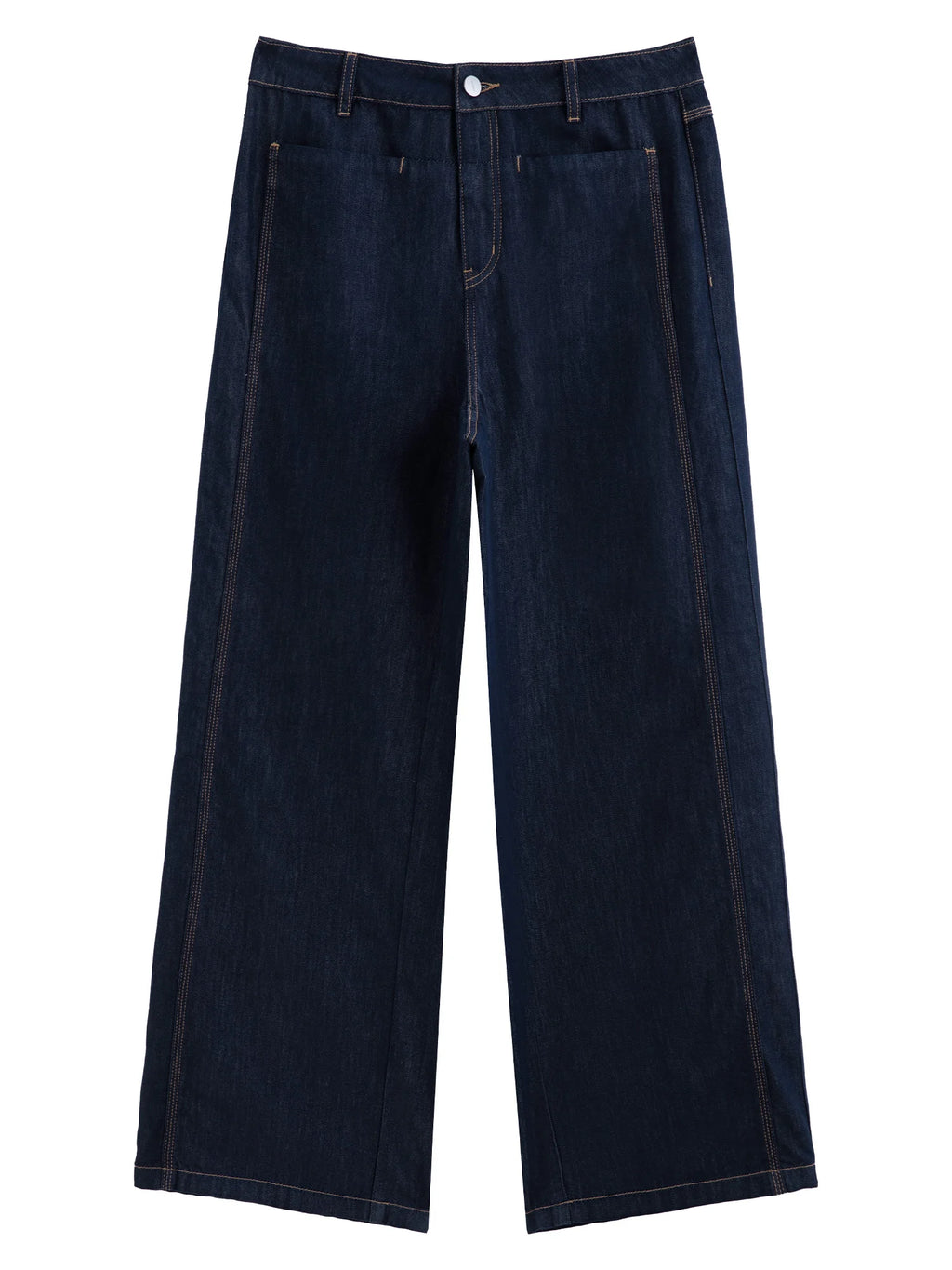 DUSHU Plus Size Contrast Stitch Denim Pants 2025 Summer Straight Leg Two-Tone Horizontal Seam Casual Chic Edgy Style Jeans
