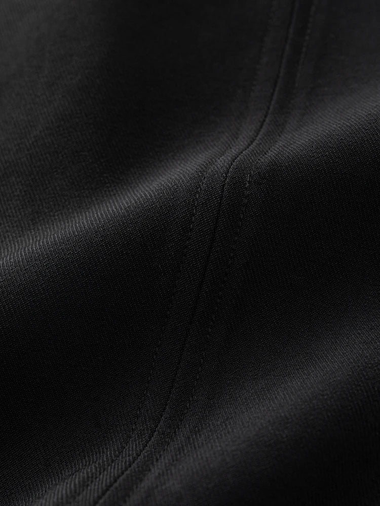 DUSHU Simple High Waist Slit Skirt Temperament Black Twill Office Lady Summer A-LINE Skirts Back Elastic Waist Female Skirts