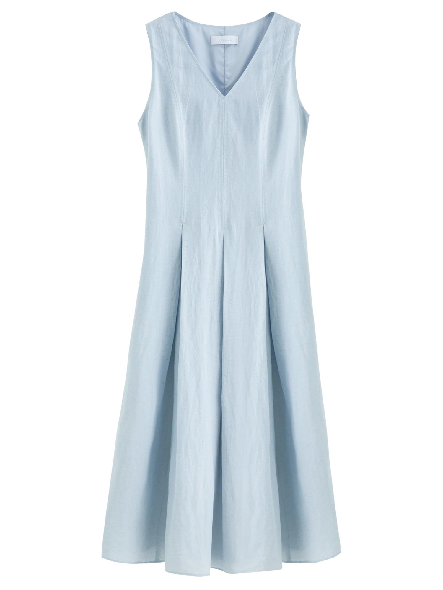 DUSHU 2026 Spring Women's Two-Tone Waist-Defining Sleeveless Maxi Dress - Linen Blend Elegant Long Dress for Vacation