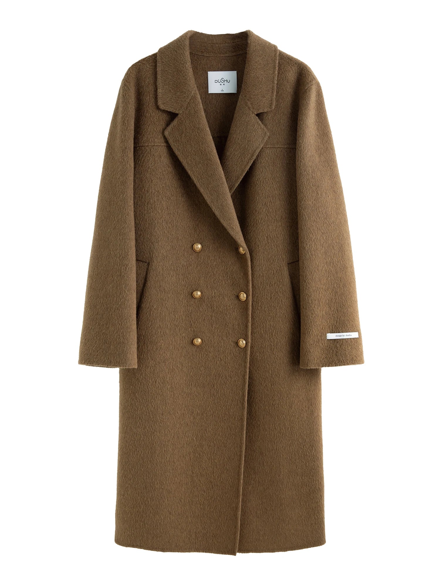 DUSHU 100% Wool Coat 2024 Winter Vintage Wool Coat Casual Loose Brown Black Women Casual Double Wool Coat 24DS84268