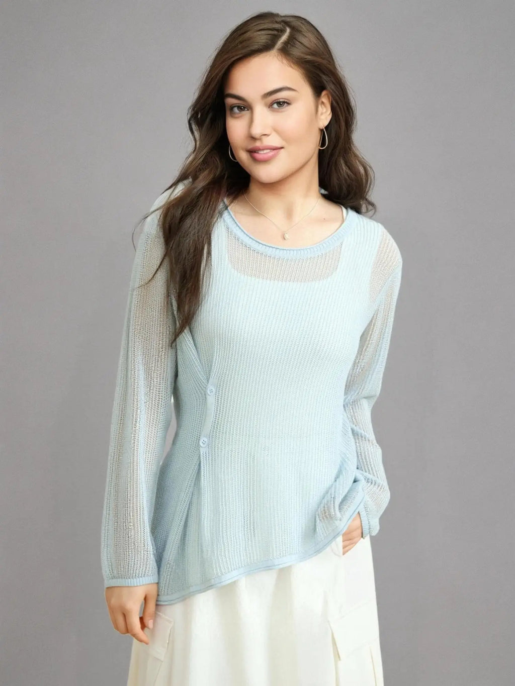 DUSHU Plus Size 2025 Spring Summer New Hollow Sunscreen Knit Cardigan For Women Thin All-match Cardigan Chic Top 25DS81287