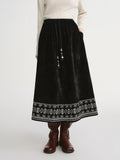 DUSHU Plus-Size Bohemian Winter 2025 Winter New Arrival Embroidered Tassel Maxi Skirt for Wild Ethnic Style Long A-Line Skirts