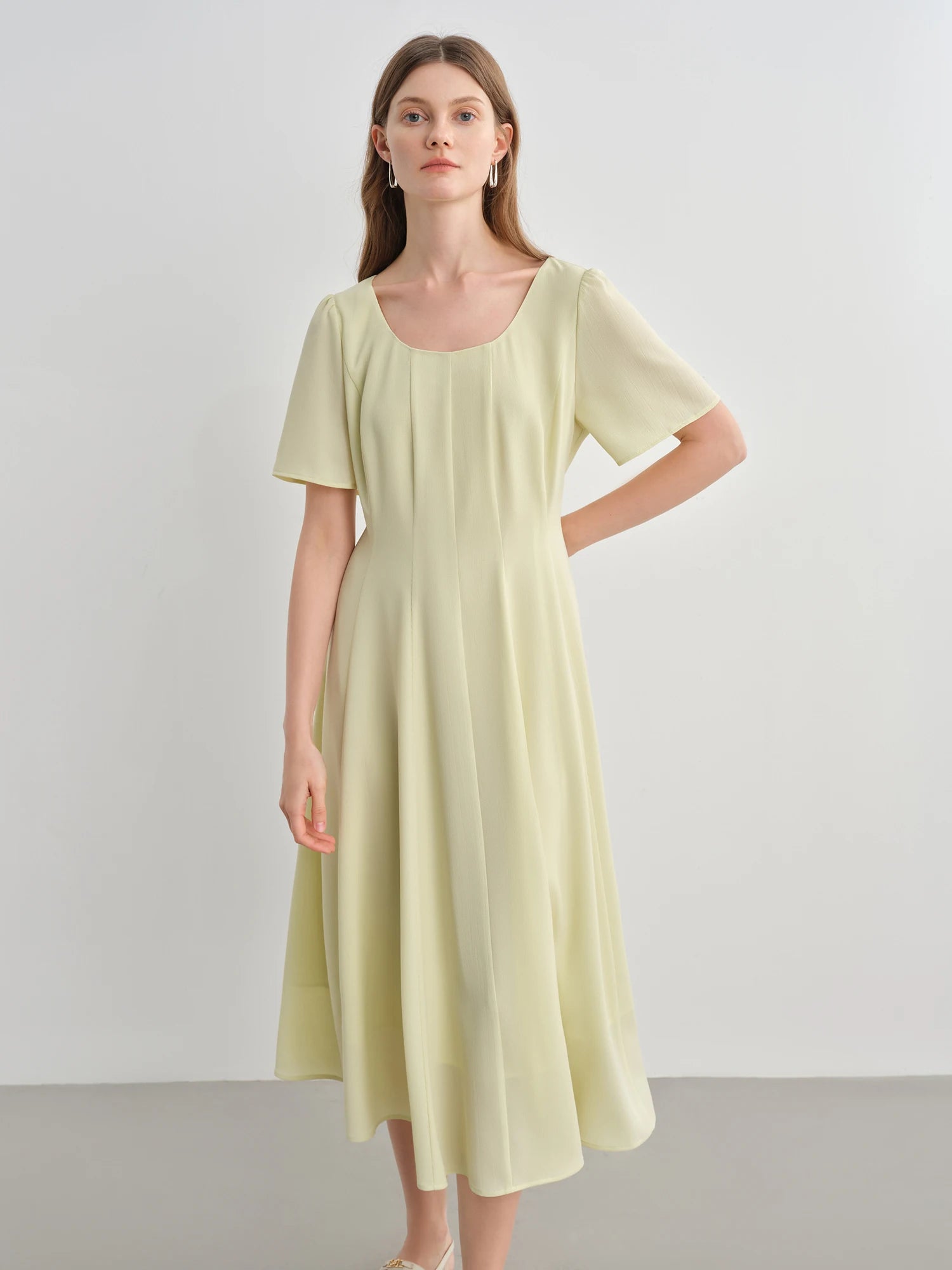 DUSHU [Line Carving Series] Fresh Three-color Gentle Temperament Dress 2025 Summer Design Dress 25DS82801