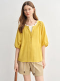 DUSHU Sweet Tie-neck Half-sleeve Thin Blouse Summer New Product Fat Cover Meat Thin Two-wear Top 25DS82917